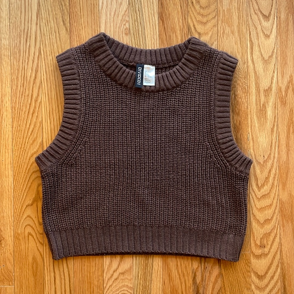 H&M Sweater vest cropped brown SMALL